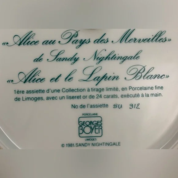 Limoges, Alice in Wonderland collection Limited Edition, Plate #1 - Picture 5 of 5